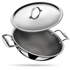 Artisan Hybrid Triply Non Stick Kadai With Lid, 0.8 Liters | Stainless Steel Kadai For Cooking - Triply Kadhai Metal Spatula Friendly, Induction & Gas Stove Compatible, 16 Cm