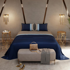 Super King Bedsheet With 2 Pillow Covers & Comforter - 108 X 108 Inches, Blue & Grey | Hypoallergenic, Breathable, Gentle On Skin & Hair, Fade & Wrinkle Resistant, Wedding Gift For Couples