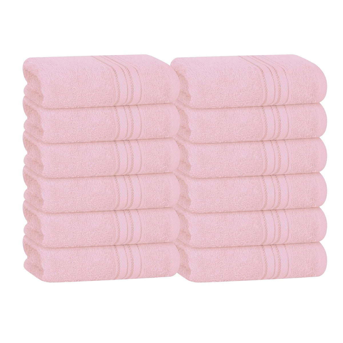 Boutiquo Ultra Soft 100% Cotton Washcloths 1800 Gsm | Contains Face Cloths Compact & Lightweight Multi Purpose Washcloths - Pink (12 Piece)