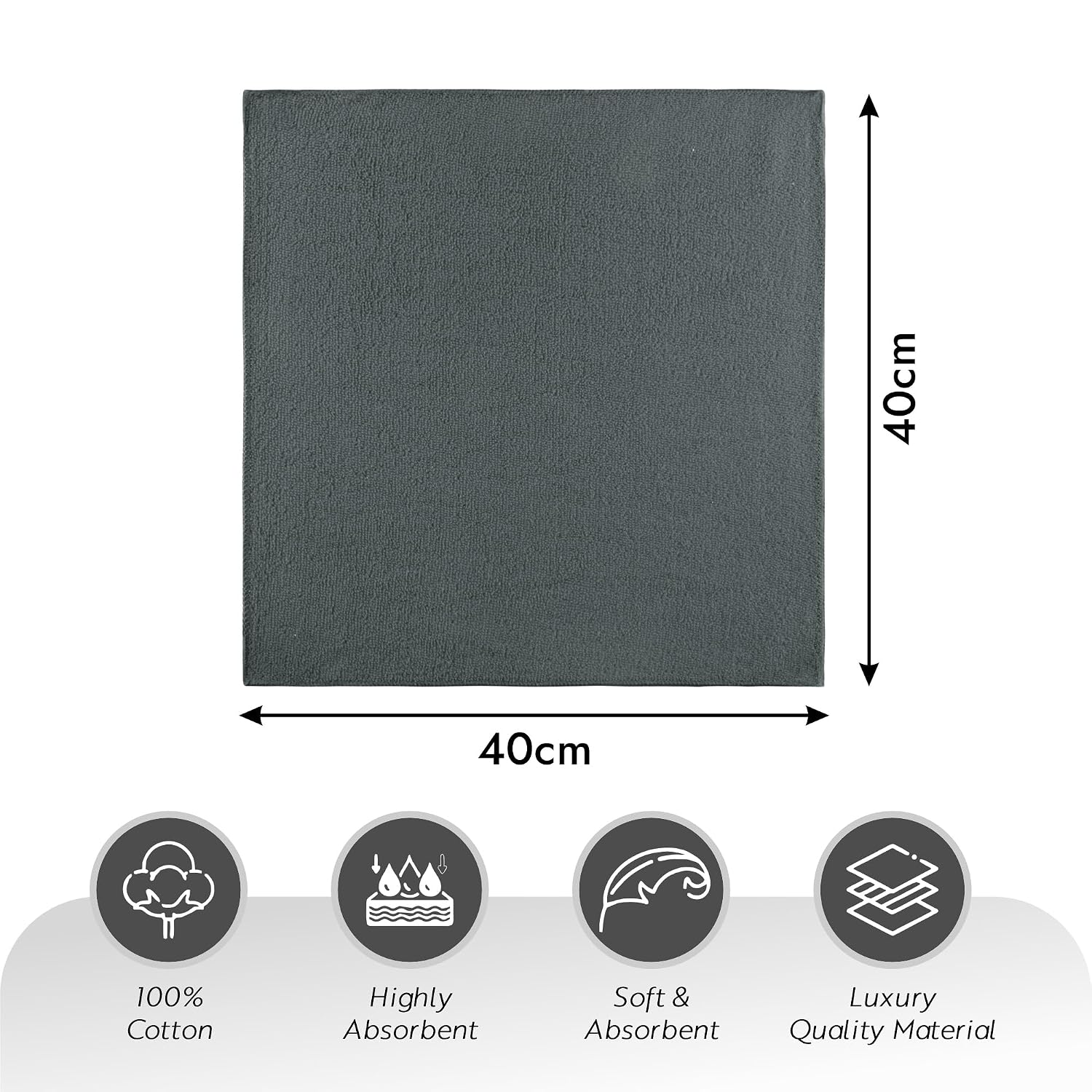 Kuber Industries Super Absorbent & Reusable Microfibre Face Towel 900 Gsm (Plain Ash Grey) - Pack Of 6