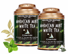San-Cha Moroccan Mint White Tea - 25gm, 0.8 Ounce, 25 Pyramid Tea Bags | Environment Friendly, Made In Corn Fiber Cool - Low Caffeine, Richest In Antioxidants