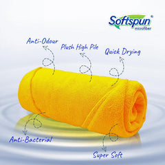 Softspun Microfiber Bath & Hair, Care Towel 360 Gsm | Super Soft & Comfortable, Quick Drying, Ultra Absorbent In Large Size (Orange)