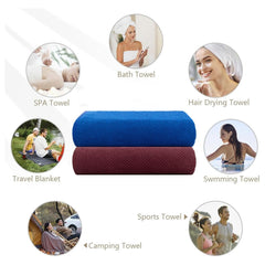 Casa Copenhagen Designed In Denmark Popcorn Super Soft 2 Pieces 100% Cotton Large Bath Towel 525 Gsm - Burgundy & Electric