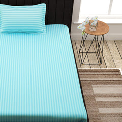 Luxurious Single Bedsheets With 1 Pillow Cover - 61 X 88 Inches, Sky Blue | Lightweight & Breathable - Perfect For Home, Guest House, Hotel