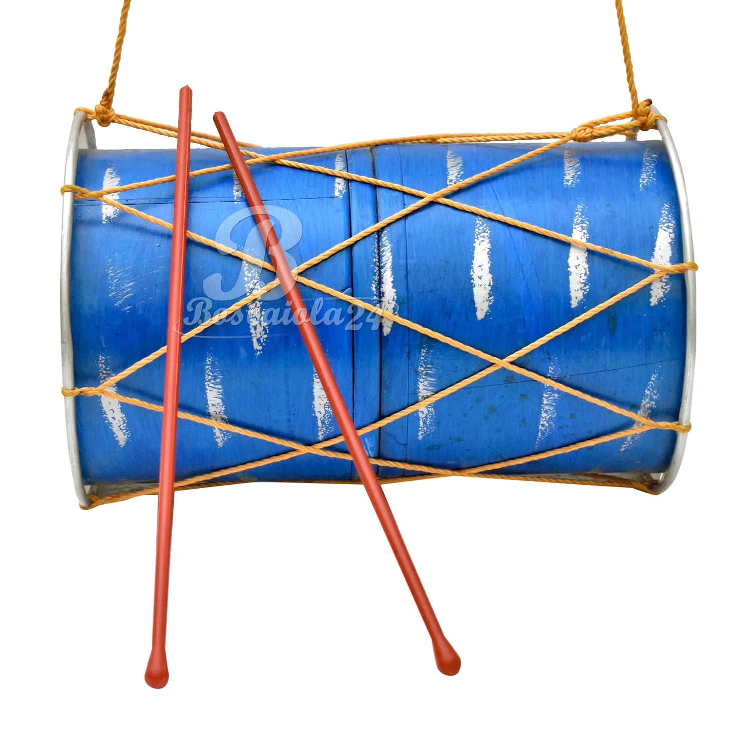 Mini Dholak For Kids Or Decoration With 2 Sticks - Blue | Perfectly Symmetric Round Dholak - Dholak For Festival, Wedding, Satsang | Punjabi Dhol Drum, Housewarming Gifts