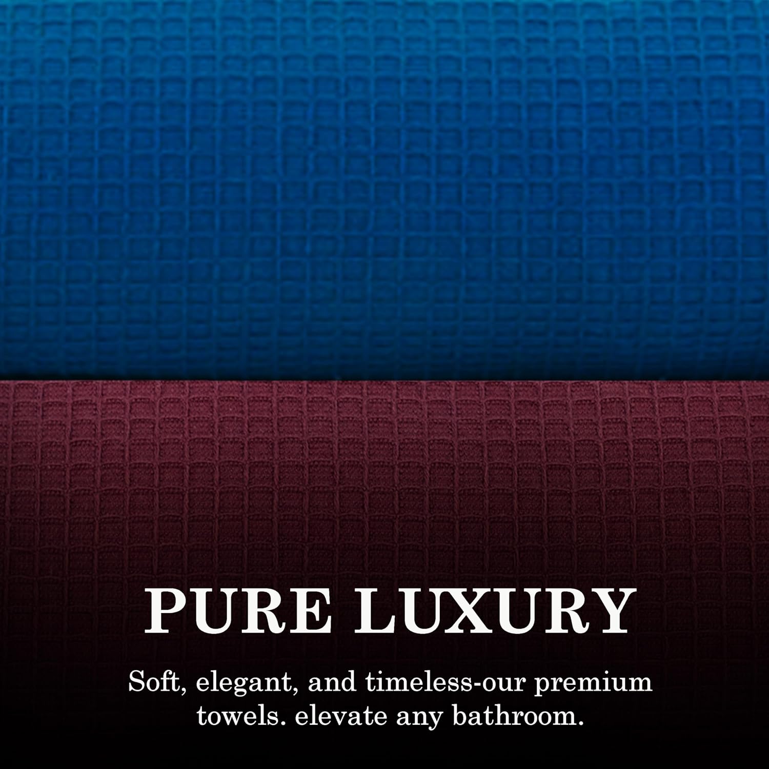 Casa Copenhagen Designed In Denmark Waffle Super Soft 2 Pieces 100% Cotton Large Bath Towel 525 Gsm - Burgundy & Electric