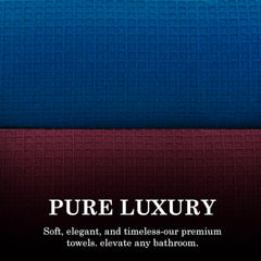 Casa Copenhagen Designed In Denmark Waffle Super Soft 2 Pieces 100% Cotton Large Bath Towel 525 Gsm - Burgundy & Electric