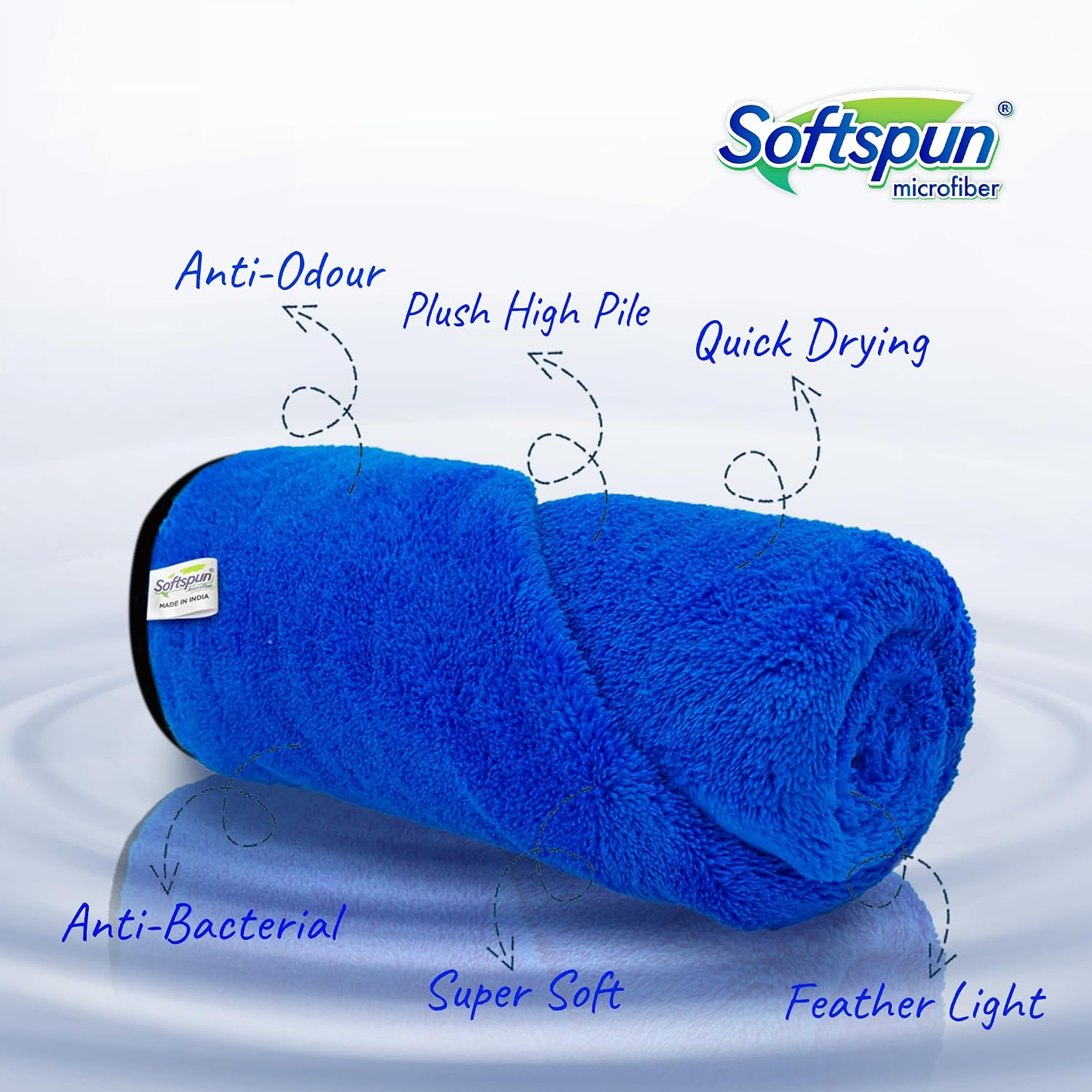 Softspun Microfiber Bath Towel 221 Gsm | Ultra Absorbent Super Soft & Comfortable Quick Drying For Men & Women Daily Use Extra Large Size Towel (Blue)