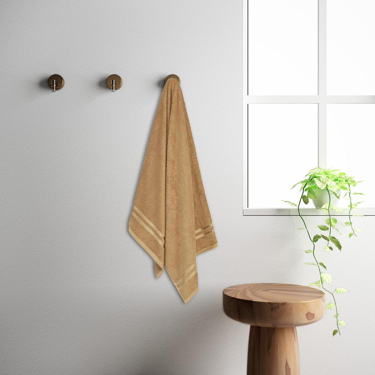 Welspun 100% Cotton Quik Dry Bath Towel 380 Gsm | High Absorbency Super Soft, Fast Drying Bath Towels | Large Size Bath Towel For Men & Women (Light Brown)