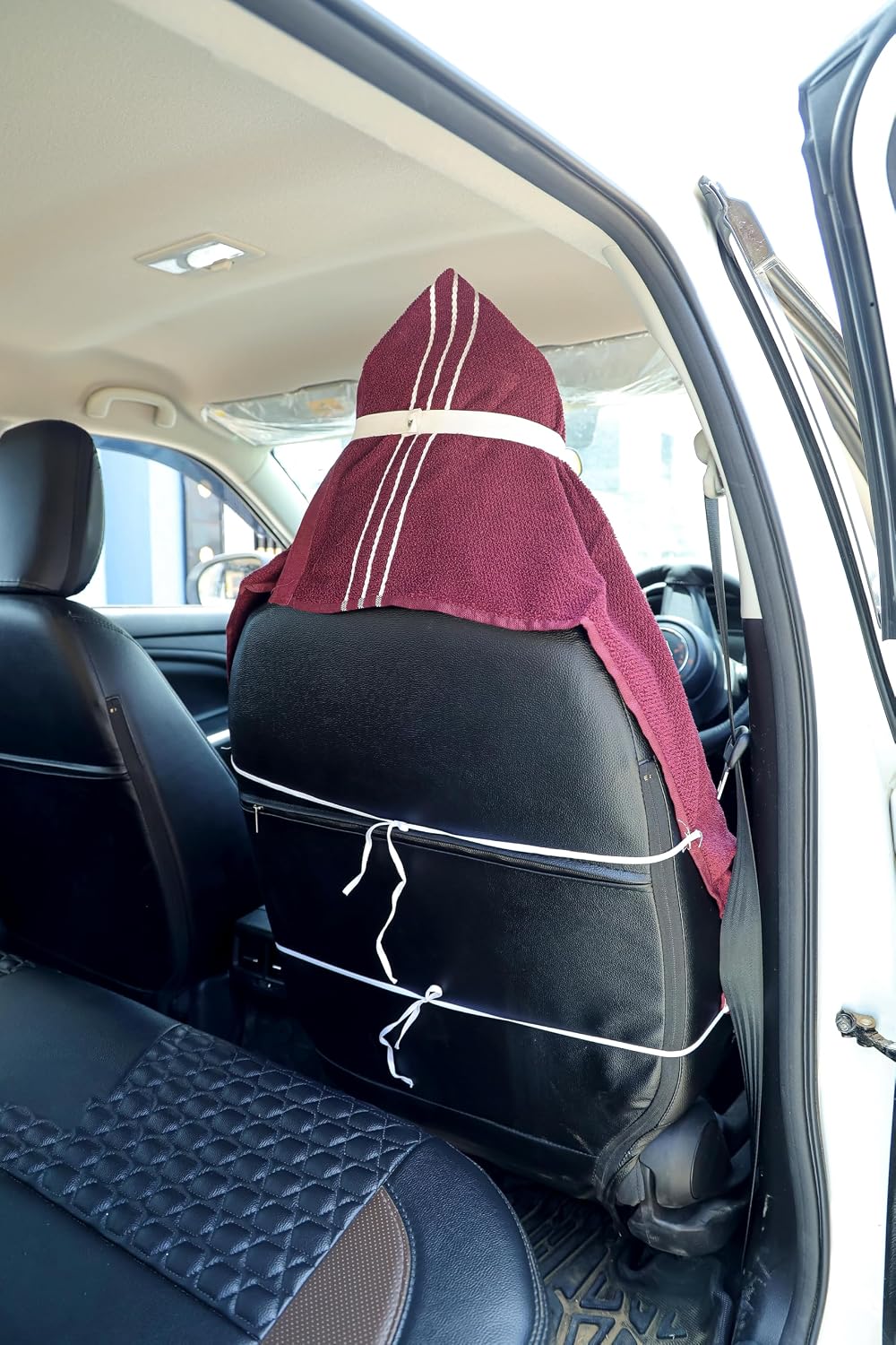 Roman Home Solid Large Luxury All Car Seats & All Office Chair Towel With Tie Knot & Elistick 450 Gsm - (Purple)