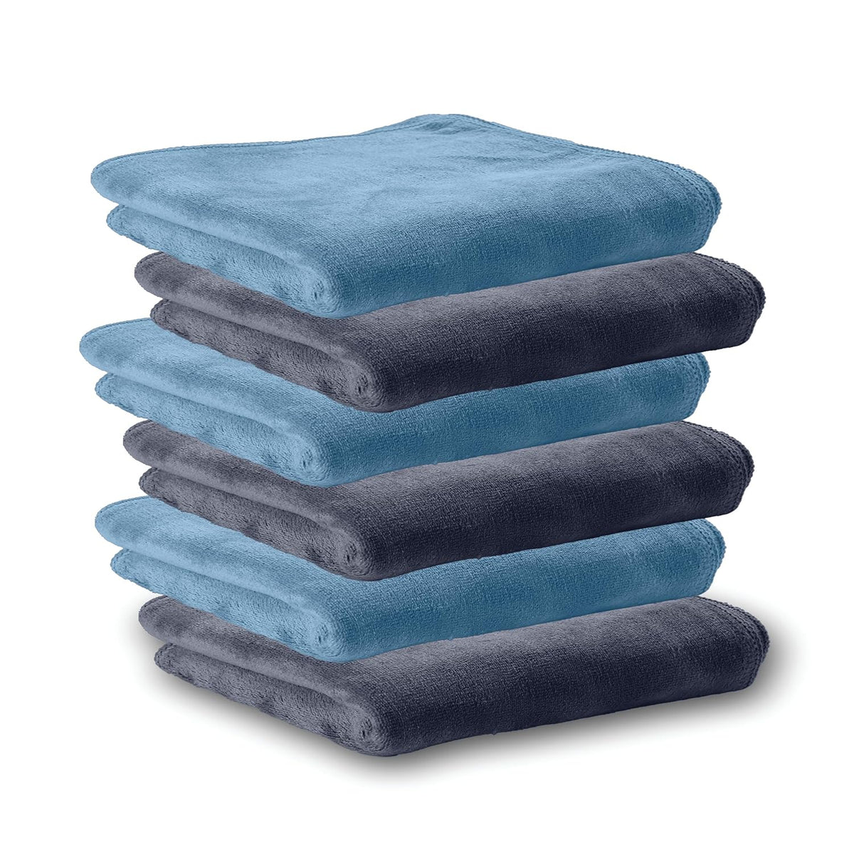 Housse Microfiber Hand Towel 1200 Gsm | Premium Quality Towels Ultra Absorbent & Anti-Bacterial For Gym (Steel Grey & Indian Teal) - Pack Of 6