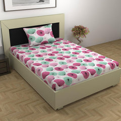 1 Single Bedsheet With 1 Pillow Cover - 57 X 87 Inches, White & Pink | Skin Friendly Fabric For Everyday Use - Soft, Breathable & Comfortable Sleeping