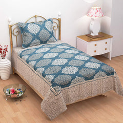 1 Single Bedsheet With 1 Large Pillow Cover - Size - 60 X 100 Inches, Multicolor | Designer Printed Bedsheet Set - Naturally Soft, Breathable, & Skin Friendly