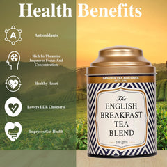San-Cha English Breakfast Tea Blend - 100gm, 3.5 Ounce, 50+ Cups | Full Bodied Tea With Woody Notes - Rich Flavor Whole Leaf Assam Tea | Medium Caffeine Loose Tea Leaf