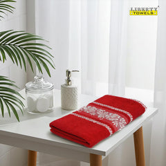 Liberty Towels 100% Cotton Large Size Bath Towel 450 Gsm | Highly Absorbent, Soft & Quick Dry Bathroom Towel | Elegant Design (Maroon)