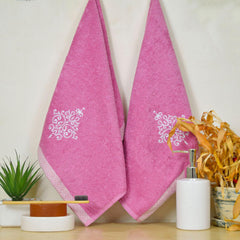 Rangoli 100% Bamboo Hand Towels 500 Gsm | Ultra Soft, Quick-Absorbent & Eco-Friendly Towels For Hand & Bathroom - Purple (Set Of 2)