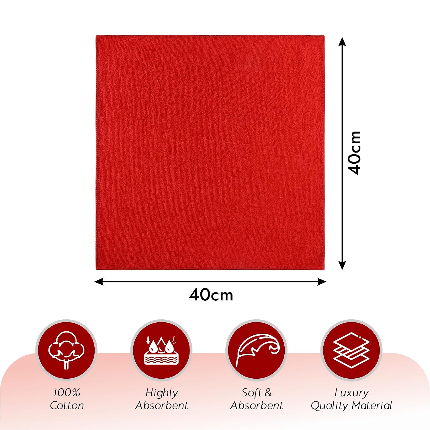 Kuber Industries Super Absorbent & Reusable Microfibre Face Towel 1800 Gsm (Plain Red) - Pack Of 24