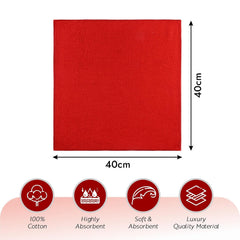 Kuber Industries Super Absorbent & Reusable Microfibre Face Towel 1300 Gsm (Plain Red) - Pack Of 12