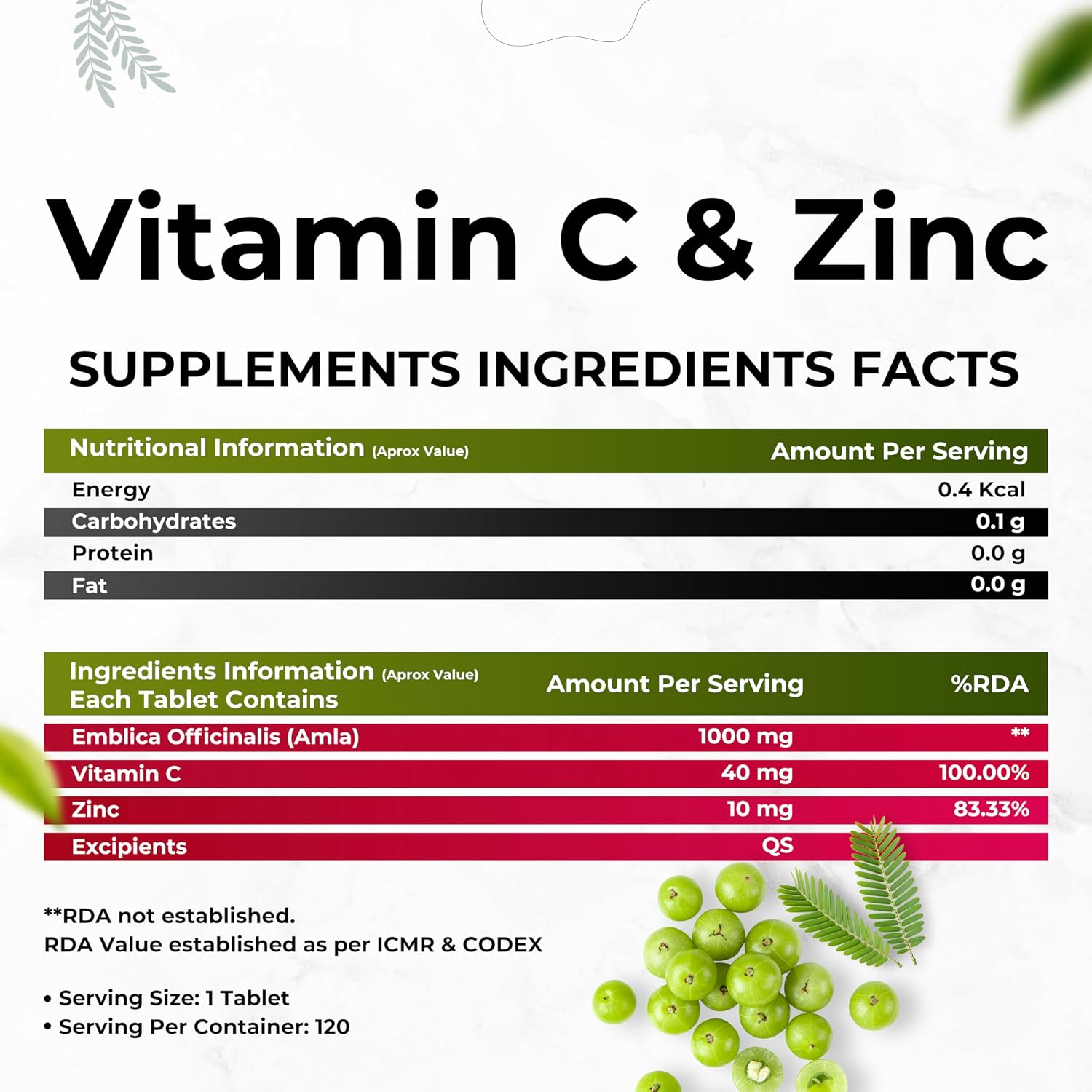 Health Veda Organics Private Limited Natural Vitamin C 1000 Mg I Boosts Immunity, Antioxidant & Skin Care For Both Men & Women | 120 Tablets , 200gm 0.4lbs