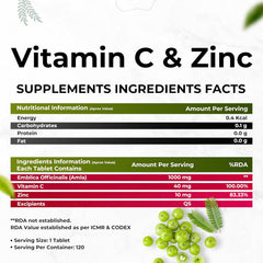 Health Veda Organics Private Limited Natural Vitamin C 1000 Mg I Boosts Immunity, Antioxidant & Skin Care For Both Men & Women | 120 Tablets , 200gm 0.4lbs
