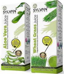 Sylvan Wheatgrass Juice And Aloe Vera Juice, Enriched With Fibre And Enzymes | 1 Litre 2.2lbs Each Pack Of 2