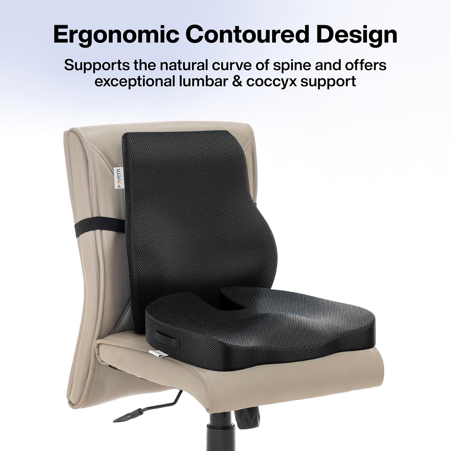 Orthopedic Memory Foam Sitting Cushion Combo, For Pain Relief, Mesh Black | Coccyx Seat Cushion For Tailbone & Back Support For Chair | Relieves Back, Hip, For Office & Home Chair