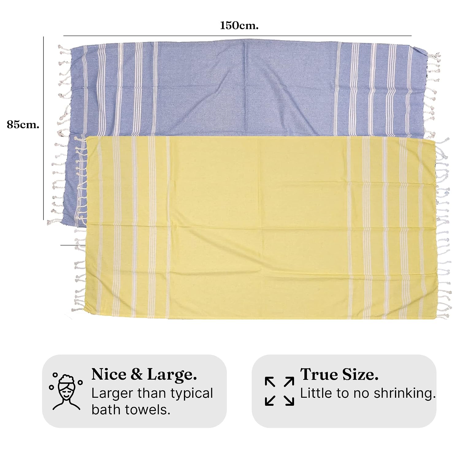 Indihaus Premium Large Cotton Bath Towels 380 Gsm | Soft, Absorbent & Comfortable Large Size Bath Towels | Set Of 2 (Sunshine Yellow & Blue)