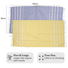 Indihaus Premium Large Cotton Bath Towels 380 Gsm | Soft, Absorbent & Comfortable Large Size Bath Towels | Set Of 2 (Sunshine Yellow & Blue)