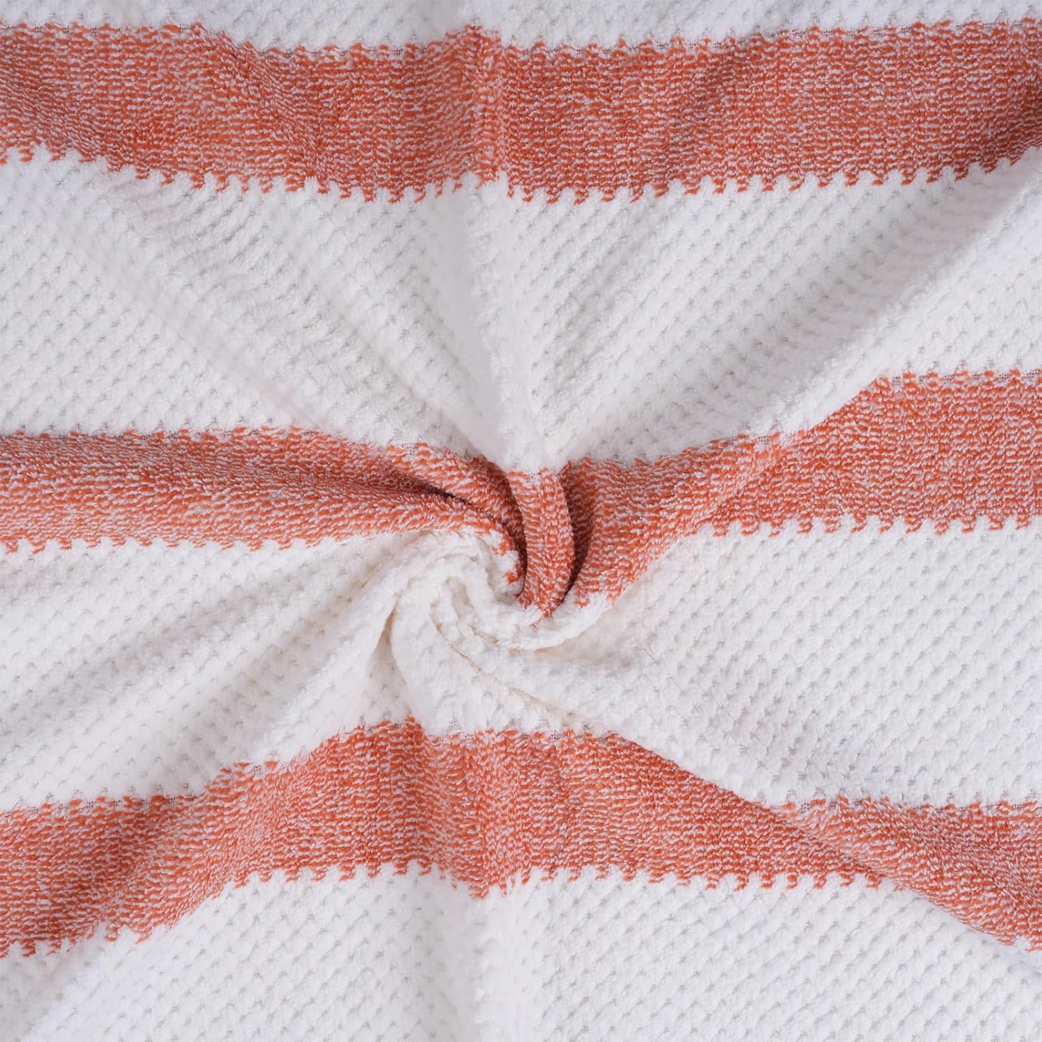 Black Gold The Finer Touch Soft Hand Towel 800 Gsm | Ultra Absorbent, Quick Drying, Cotton-Feel Microfiber Orange & White Stripes -Pack Of 4