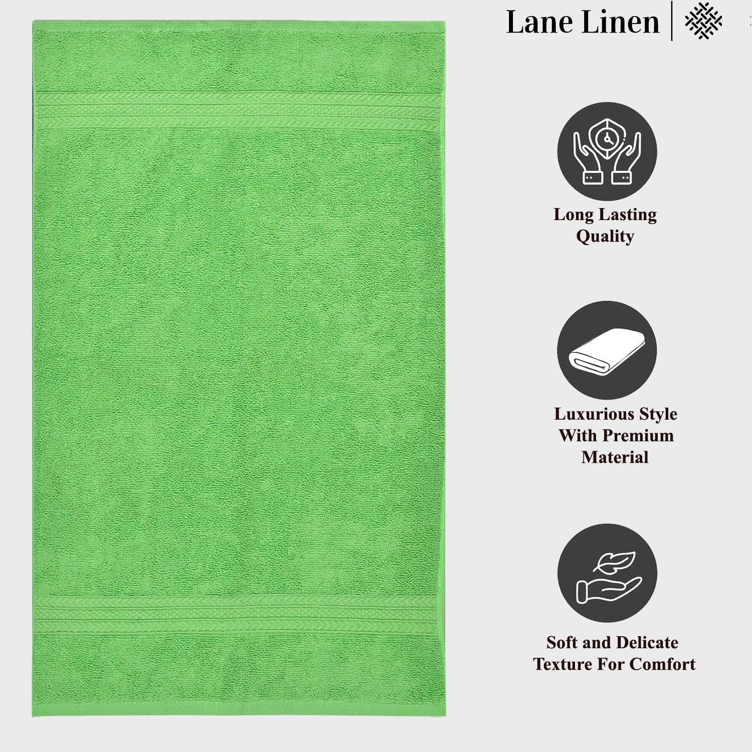 Fresh From Loom Luxury Fur Collection Hand Towel 500 Gsm Napkins Cotton High Absorbency Double Stitched Size (Parrot) - Set Of 6