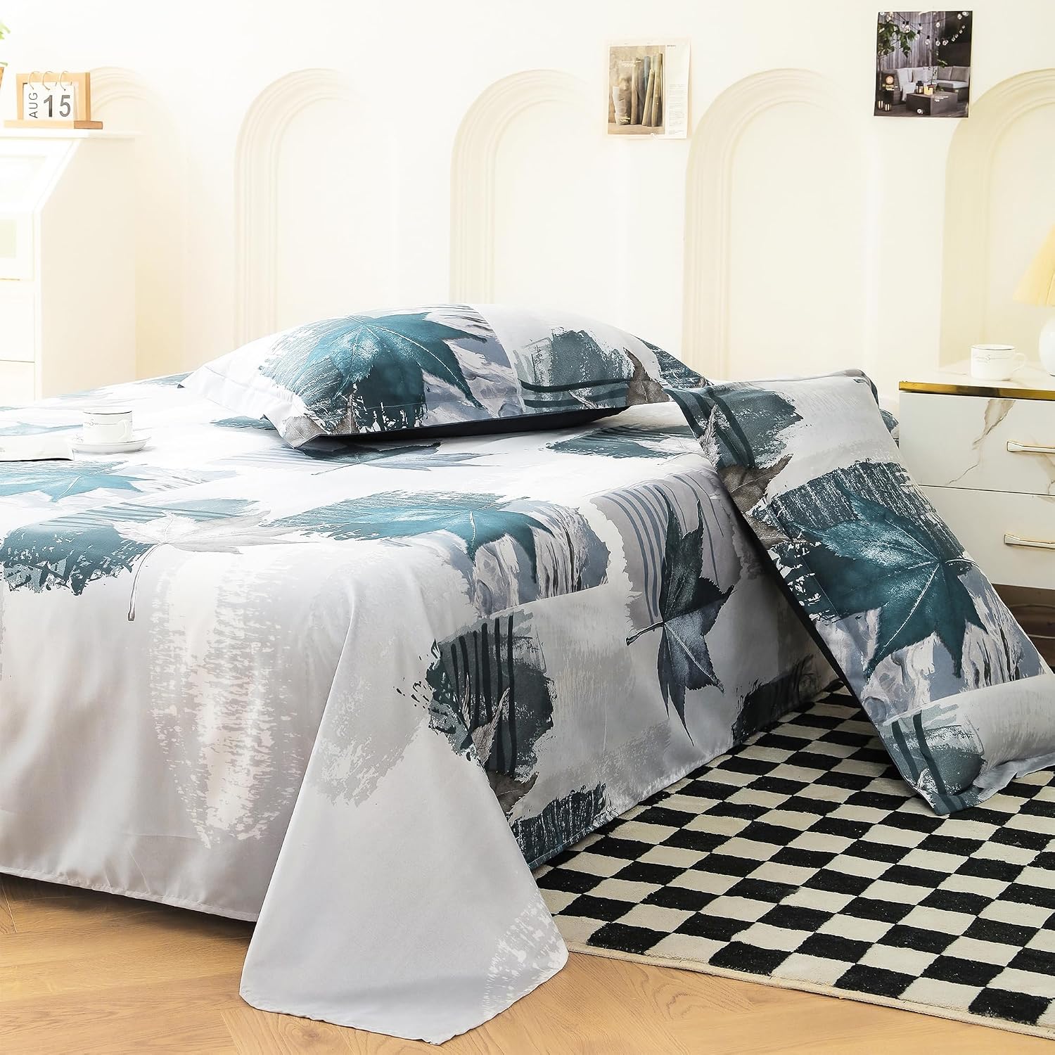 1 Double Bedsheet For Queen Size With 2 Pillow Covers - 88 X 100 Inches, White & Grey | Perfect For Festive Gifting | Soft & Durable For Everyday Use & Bedroom - All Season Comfort