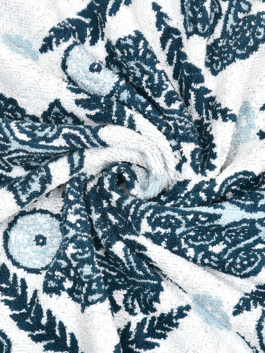Homefresh Print Cotton Bath Towel 500 Gsm | Geometric Pattern Navy Blue & Grey (Mehr)