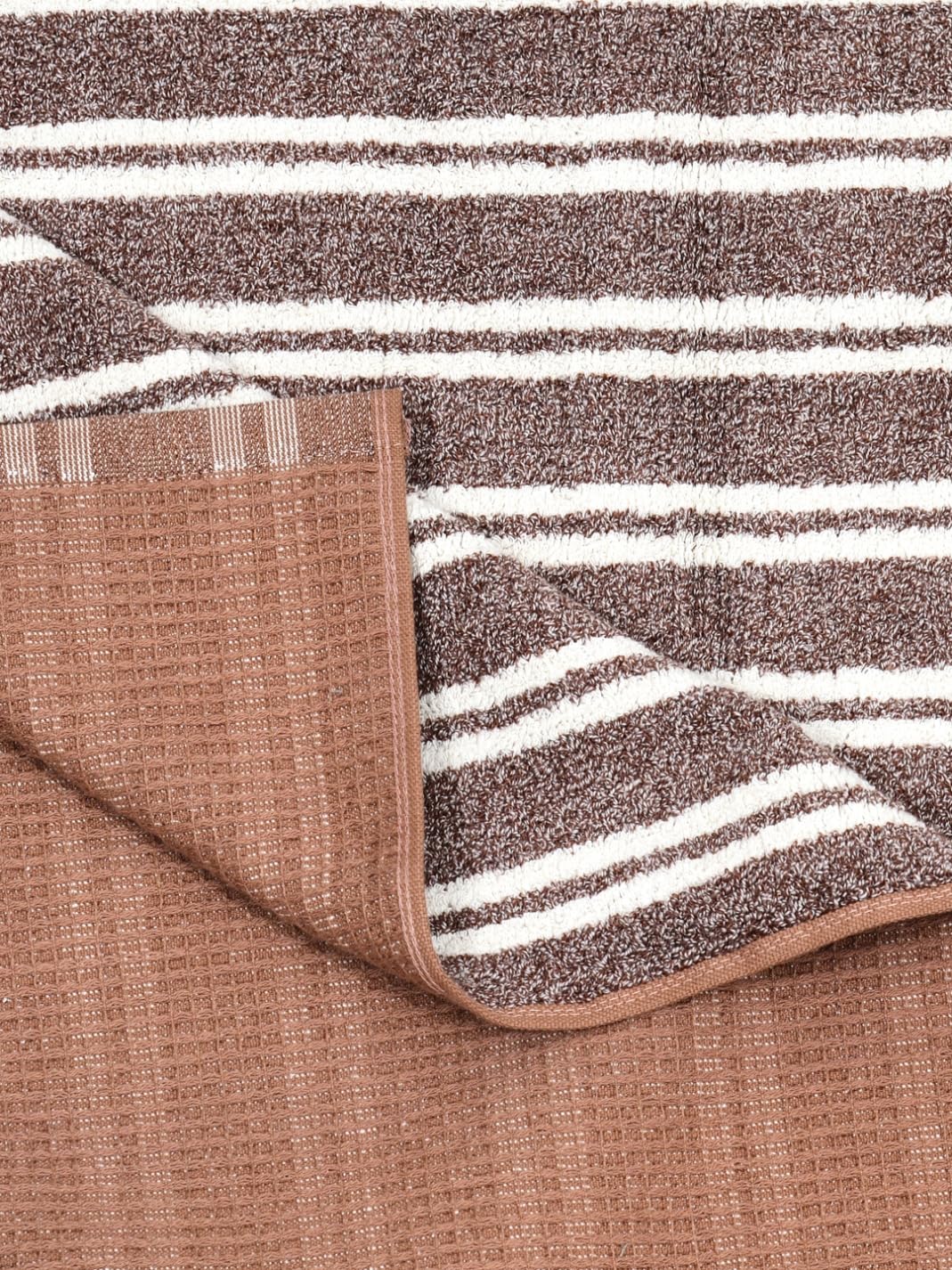 Homefresh Decorative Cotton Bath Towel 500 Gsm | Geometric Pattern Brown & White (Savanna)