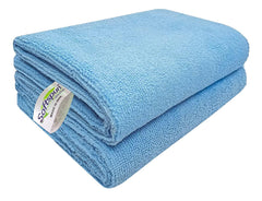 Softspun Microfiber Cleaning Cloths Towel Set 340 Gsm | Highly Absorbent Lint And Streak Free Multi-Purpose Wash Cloth For Kitchen, Car, Stainless (2 Pcs)- Sky Blue