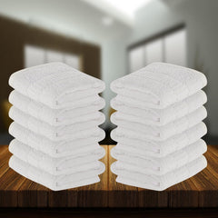 Kuber Industries Face Towel 200 Gsm | Medium Hand Napkins For Man & Women | Hand Towel For Facewash, Gym | White (Set Of 12)