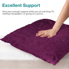 Microfiber Square Pillow Cushion For Sofa & Bed, Wine - 24 X 24 Inch | Soft, Fluffy For Comfort & Back Support | Breathable, Washable | Premium Velvet Outer Cover With Zip - Set Of 2
