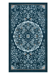 Homefresh Print Cotton Bath Towel 500 Gsm | Geometric Pattern Navy Blue & Grey (Heera)