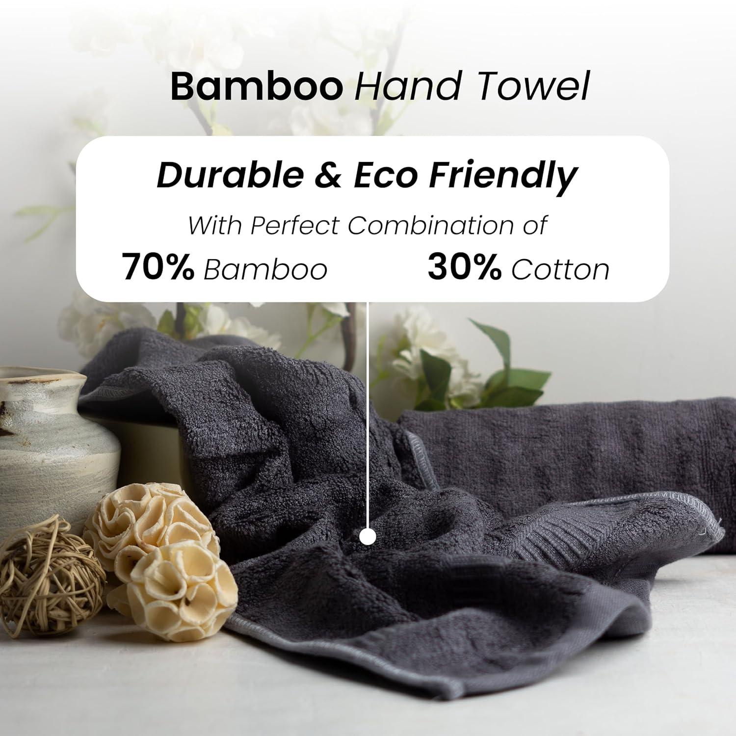 Mush Bamboo 100% Bamboo Hand Towels 1200 Gsm | Ultra Soft, Absorbent & Quick Dry Towel - Pack Of 6 (Grey)