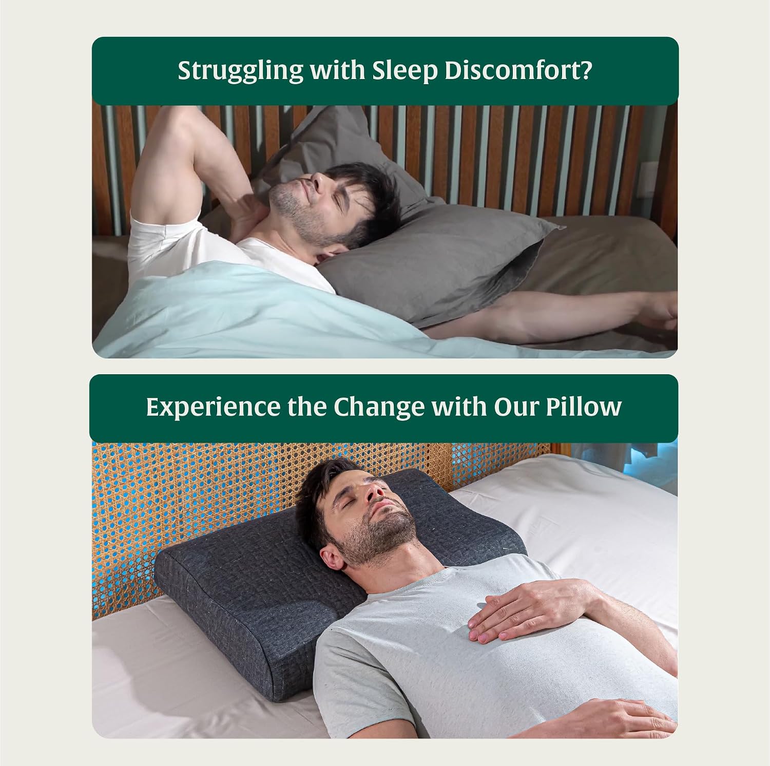 Cervical Pillow, For Neck Pain & Shoulder Pain Relief, Standard Size | Cool Gel Memory Foam Pillow For Sleeping | Orthopedic Pillow For Spondylitis - Neck Support Medical Pillow - Set Of 4