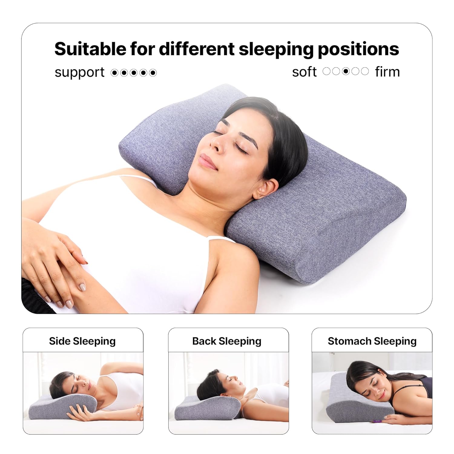 Ultimate Contour Cervical Neck Pillow, For Pain Relief Sleep, Premium Blue | Improves Posture, Neck Pain Relief Cushion With Ultra Responsive Memory Foam & Skin Friendly Cover - Set Of 1