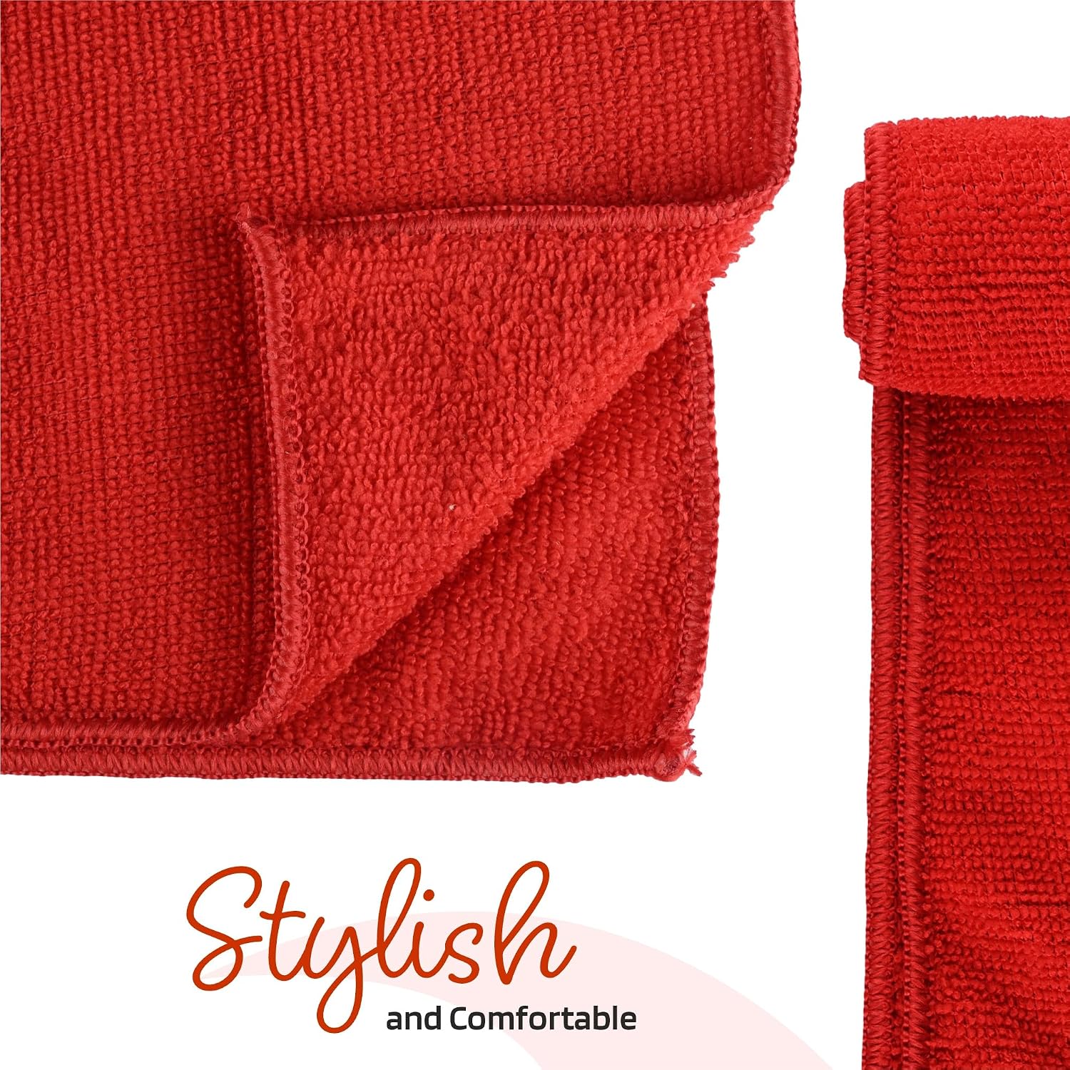 Kuber Industries Super Absorbent & Reusable Microfibre Face Towel 900 Gsm (Plain Red) - Pack Of 6