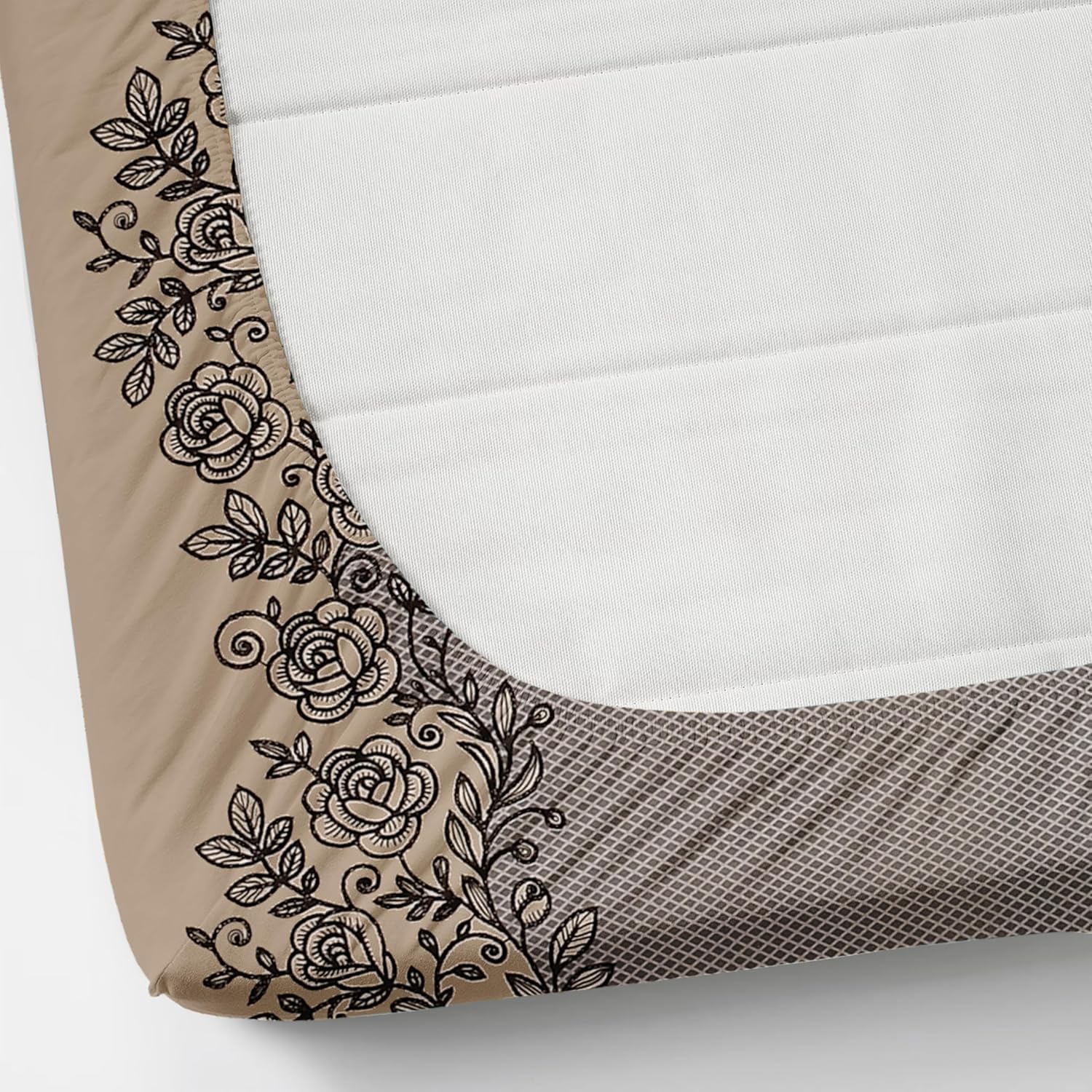 Elastic Fitted Bedsheet Queen Size With 2 Pillow Covers - 60 X 78 Inches, Brown | Lightweight, Soft & Comfortable | Durable & Long Lasting Wrinkle Resistant Fabric