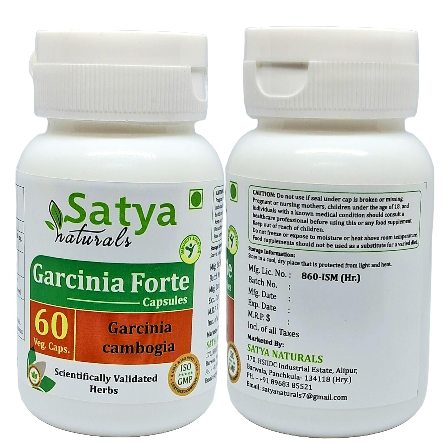 Satya Naturals Garcinia Cambogia Garcinia Extract Capsules, Highest Potency, 100% Herbal Product | 500mg 60 Veg Capsules 100gm 0.2lbs Each Pack Of 2