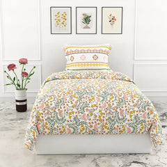 Cotton Elastic Fitted Bedsheet Single Bed With 1 Pillow Cover - 36 X 78 Inches, Multicolor | Perfect For Everyday Use | Ultra-Soft & Breathable