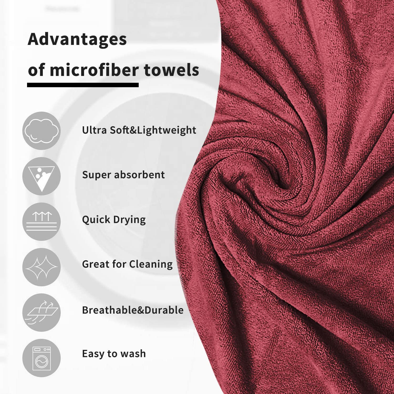 Sassoon Venir Microfiber Men XL Bath Towel 450 Gsm | Ultra Soft Material, Towel For Daily Use (Crimson)