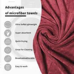 Sassoon Venir Microfiber 2 Piece Hand Towels 450 Gsm | Absorbent & Quick Dry Multipurpose Hand Towels (Crimson)