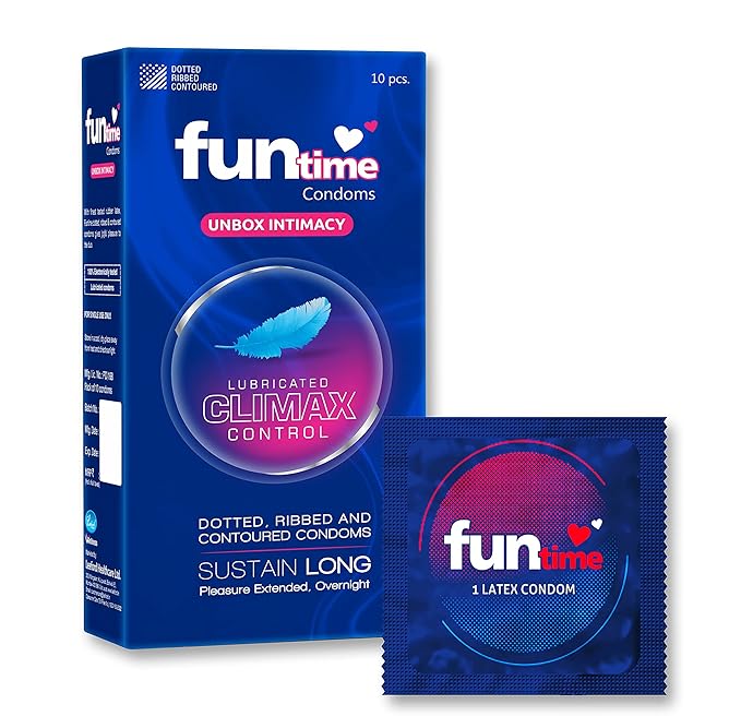 Fun Time Climax Control Condoms | Dotted, Long-lasting Pleasure | Pack Of 3 (10 Counts Each)
