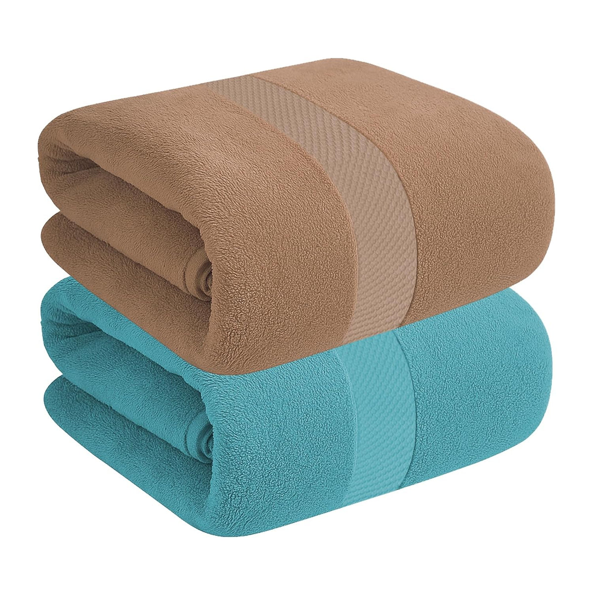 House Of Terry 100% Cotton Bath Towel 900 Gsm | Quick Dry, Soft & Absorbent, Fade-Resistant, Skin-Friendly For Men & Women Towel (Brick & Sky Blue) - Pack Of 2