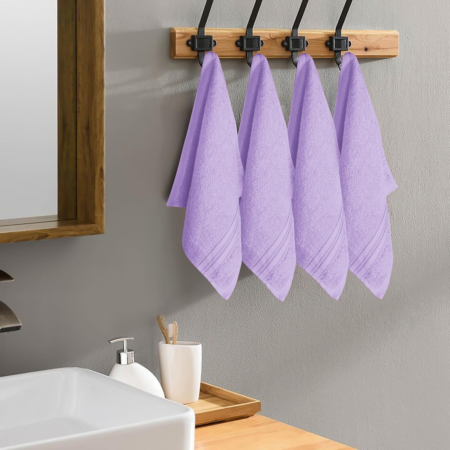 Boutiquo Ultra Soft 100% Cotton Washcloths 1800 Gsm | Contains Face Cloths Compact & Lightweight Multi Purpose Washcloths - Purple (12 Piece)