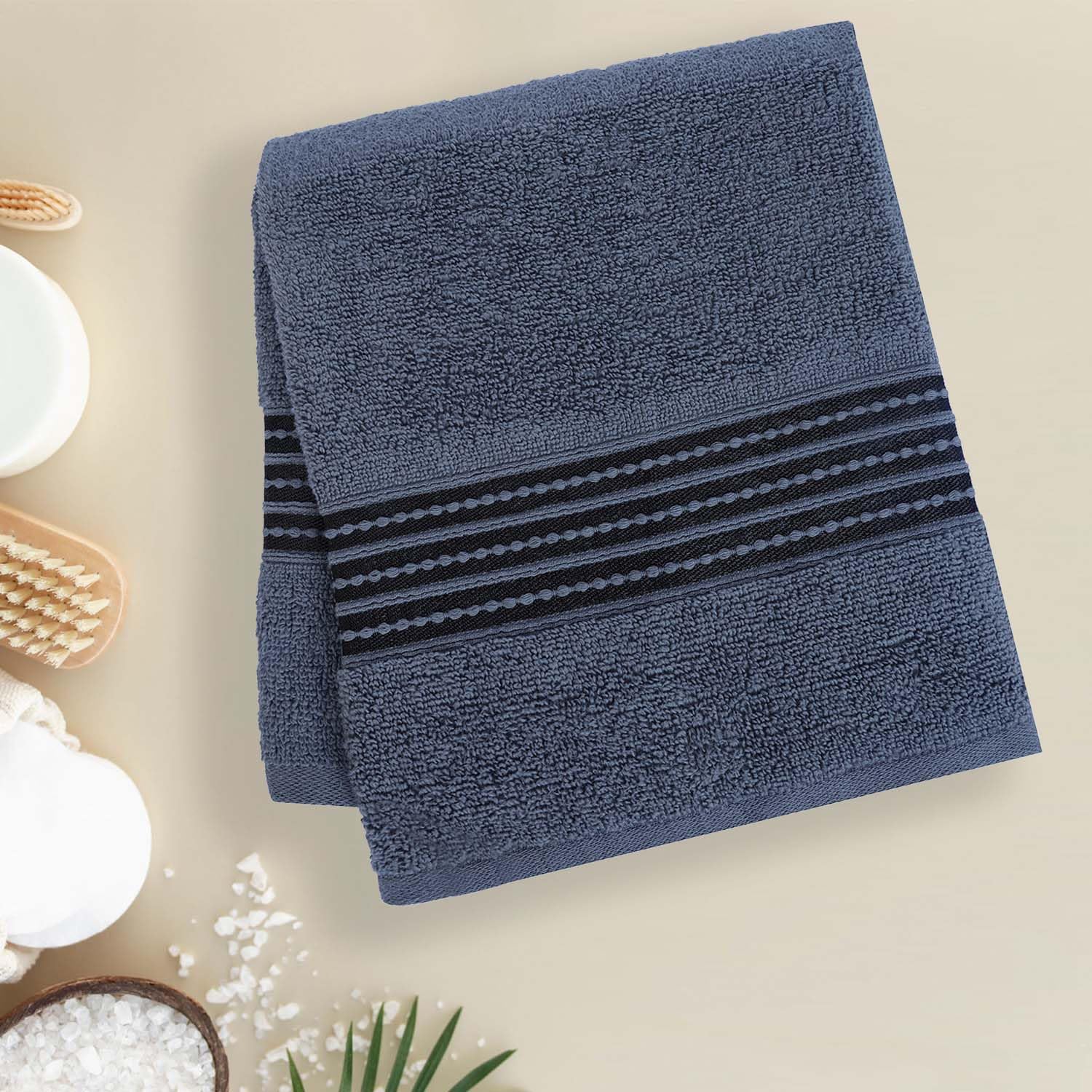 Micro Cotton Remy Basel Luxury Terry Cotton Bath Towel 550 Gsm | Super Comfortable 100% Long Staple Cotton Bath Towel (Gotham Grey)